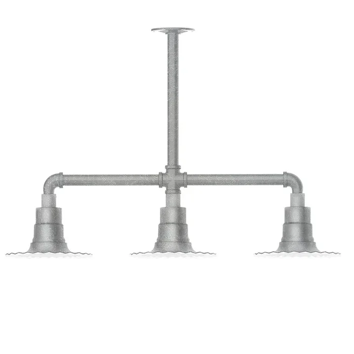 Montclair Light Works – MSK157-49-T24-G05 – Three Light Pendant – Radial – Painted Galvanized – MSK15749T24G05