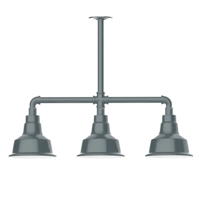 Montclair Light Works – MSK180-40-T24 – Three Light Pendant – Warehouse – Slate Gray – MSK18040T24