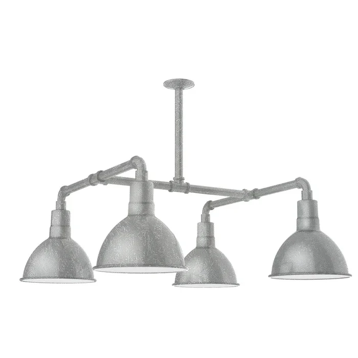 Montclair Light Works – MSP115-49-T30 – Four Light Pendant – Deep Bowl – Painted Galvanized – MSP11549T30