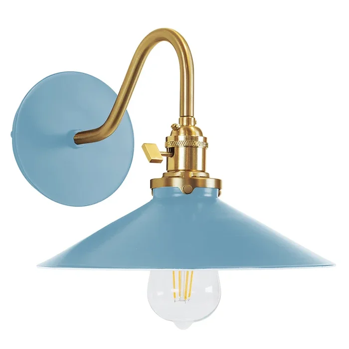 Montclair Light Works – SCL404-54-91 – One Light Wall Sconce – Uno – Light Blue w/Brushed Brass – SCL4045491