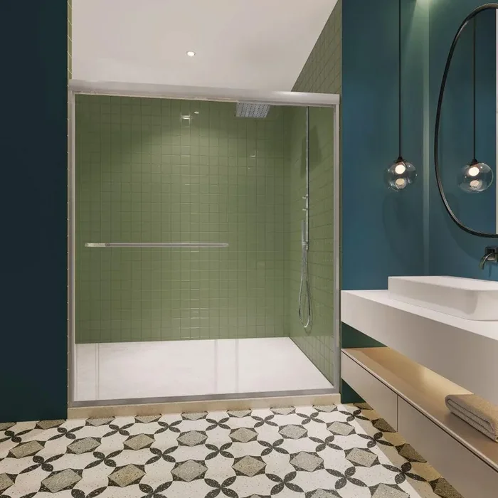Moray 48 in. W x 70 in. H Double Sliding Frame Shower Door in Polished Chrome Finish with Clear Glass
