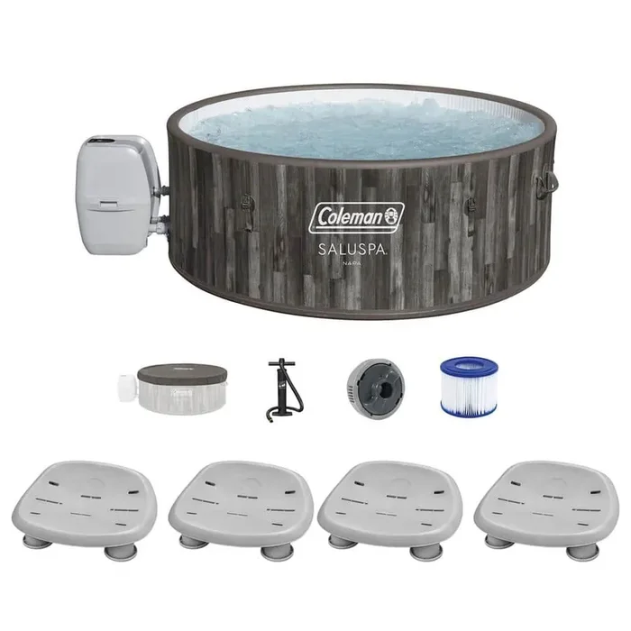 Napa 7-Person AirJet Inflatable Hot Tub with 4 Pack of SaluSpa Spa Seat