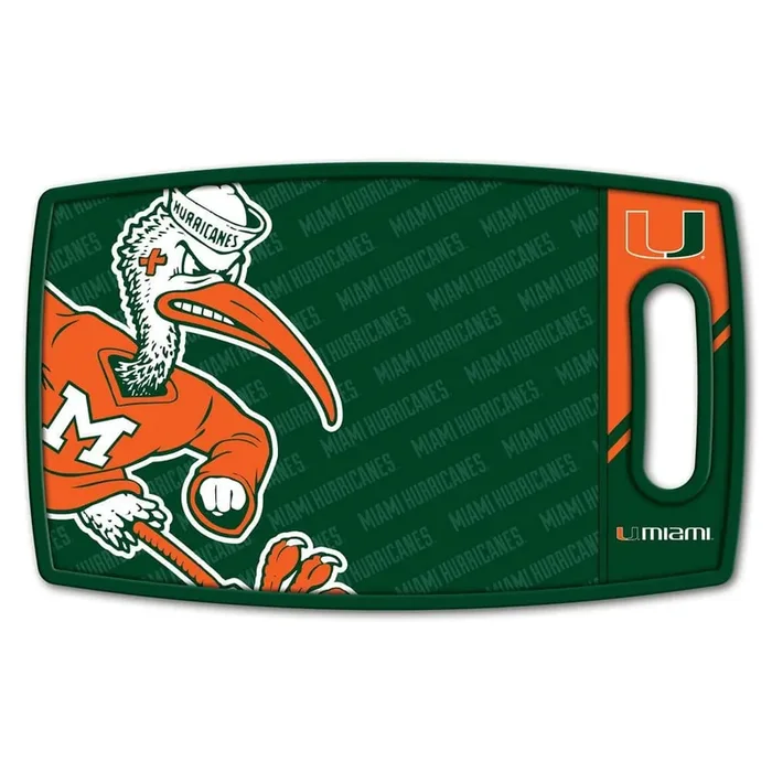 NCAA Miami Hurricanes Logo Series Cutting Board 9in x 0.5in- Rectangle- Manufactured Wood and polypropylene