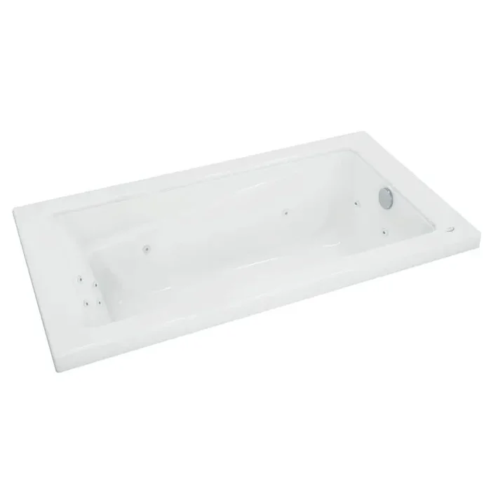 New Town 60 in. x 32 in. Acrylic Rectangular Drop-in Whirlpool Bathtub in White