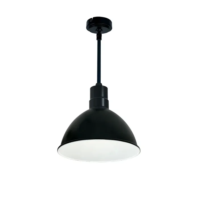 Nora 10 Inch RLM 12 Inch Stem Mounted LED Shade 2000Lm 3000K Black/White 120V 0-10V/Triac/ELV And 277V 0-10V Dimming (NRLM-10ST2030BWLE4/12)