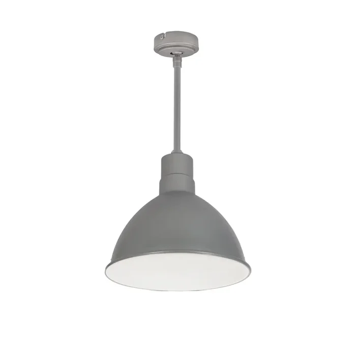 Nora 10 Inch RLM 72 Inch Stem Mounted LED Shade 2000Lm 4000K Gun Metal/White 120V 0-10V/Triac/ELV And 277V 0-10V Dimming (NRLM-10ST2040GMWLE4/72)