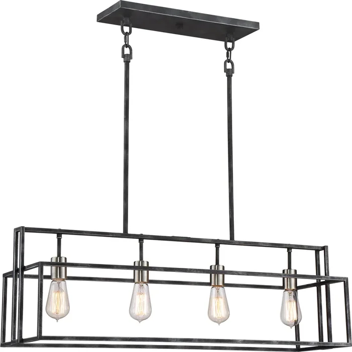Nuvo Lighting – 60-5859 – Four Light Island Pendant – Lake – Iron Black / Brushed Nickel – 605859