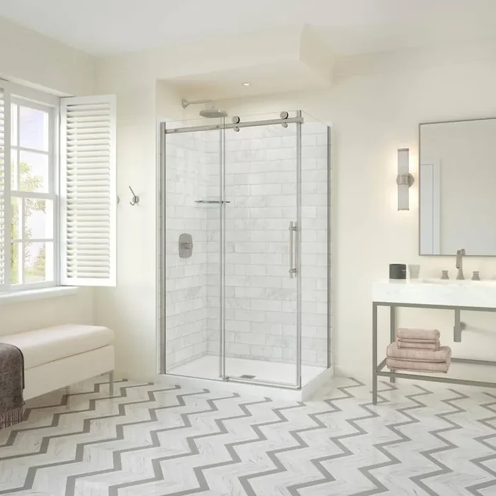 Odyssey SC 48 in. x 32 in. x 78 in. 8mm Sliding Shower Door for Corner Installation with Clear glass in Brushed Nickel