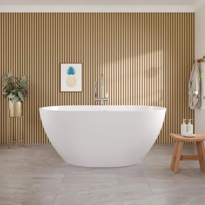 Opal 55 in. x 31 in. Acrylic Soaking Freestanding Bathtub with Center Drain in White