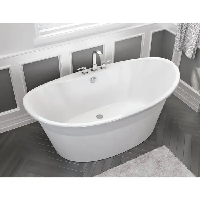 Orchestra 60 in. Fiberglass Center Drain Non-Whirlpool Flatbottom Freestanding Bathtub in White