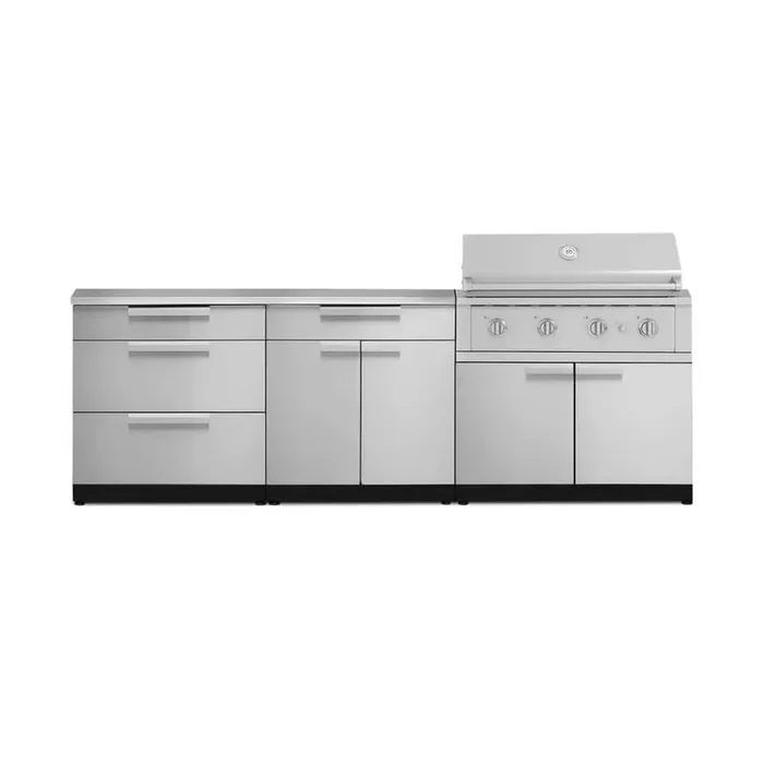 Outdoor Kitchen 104in.W x 24in.D x 48.5in.H Stainless Steel 5-Piece Cabinet Set w/40in. Performance Liquid Propane Grill