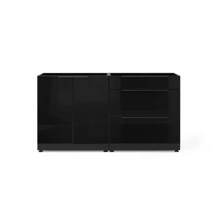 Outdoor Kitchen Aluminum Black 64 in. W x 35.25 in. H x 23 in. D 2-Piece Cabinet Set