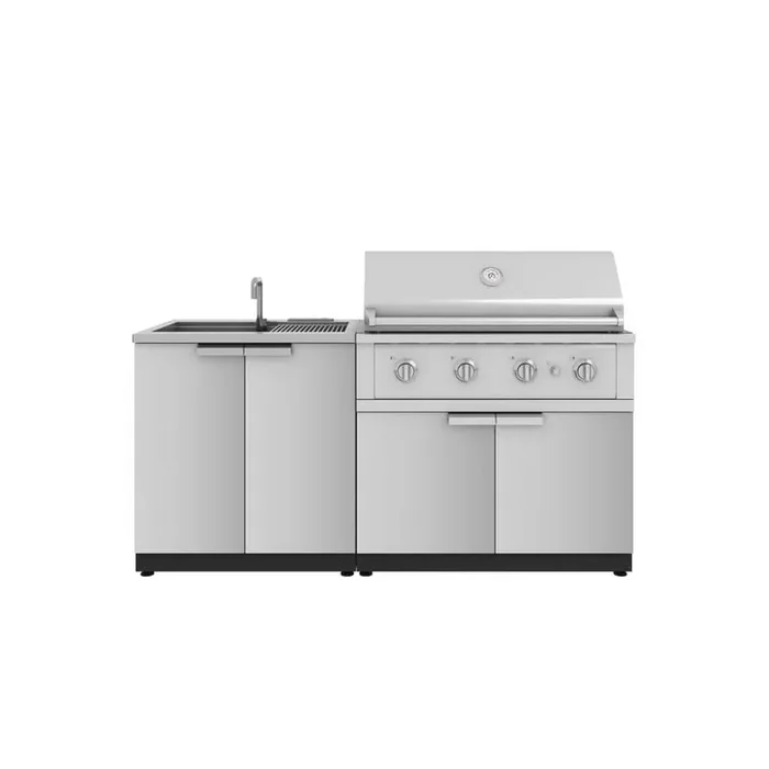 Outdoor Kitchen Stainless Steel 72in. W x 48.5in. H x 24in.D, 4-Piece Cabinet Set w/40in. Performance Propane Gas Grill
