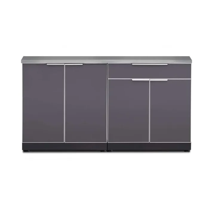 Outdor Kitchen Aluminum Gray 3-Piece 64 in. W x 36.5 in. H x 24 in. D 3-Piece Classic Cabinet Set