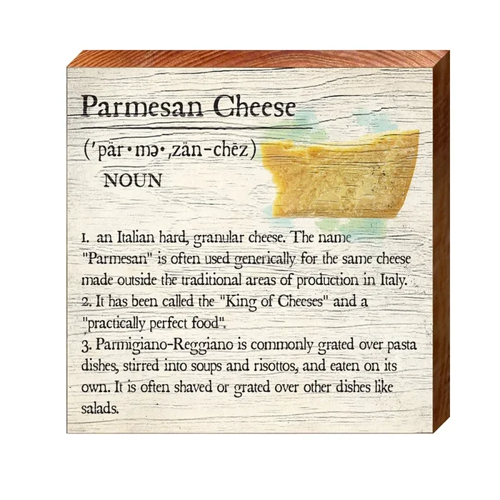 Parmesan Cheese Definition Wooden Sign | Wall Art Print on Real Wood | Home Decor