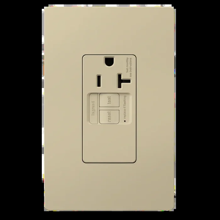 Pass and Seymour Radiant Self-Test Tamper-Resistant Single GFCI Outlet 20A 125V Ivory (2097TRSGLI)
