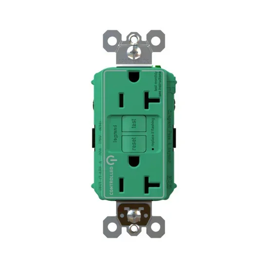 Pass and Seymour Self-Test GFCI Receptacle Tamper-Resistant Dual Controlled Green (2097TRCDGN)