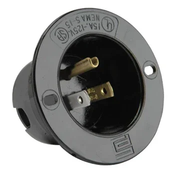 Pass And Seymour Straight Blade Flanged Inlet 3-Way 15A 125V Black (5278SSBK)