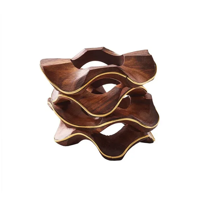 Pavilion Napkin Ring in Brown & Gold – Set of 4 by Kim Seybert