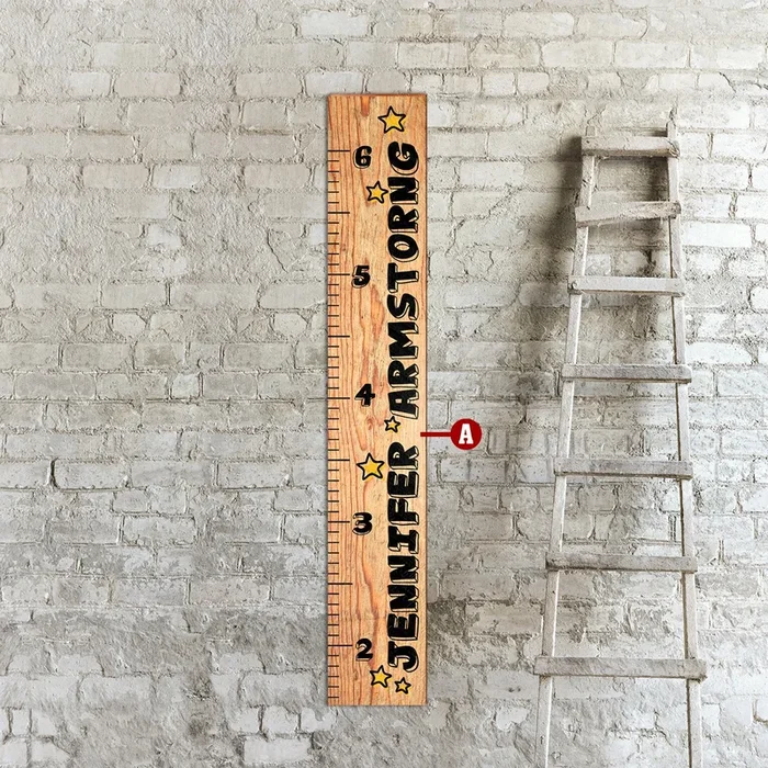 Personalized Family Growth Chart | Wood Sign | Customizable Wall Art Print on Real Wood | Kids Room Name Decor