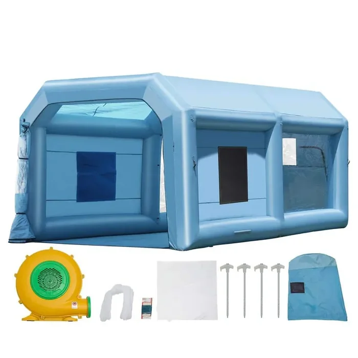Portable Spray Shelter, 21 x 13.5 x 9.8 ft., 1100W Blower and Filtration System, Perfect for Mid-Size Vehicles