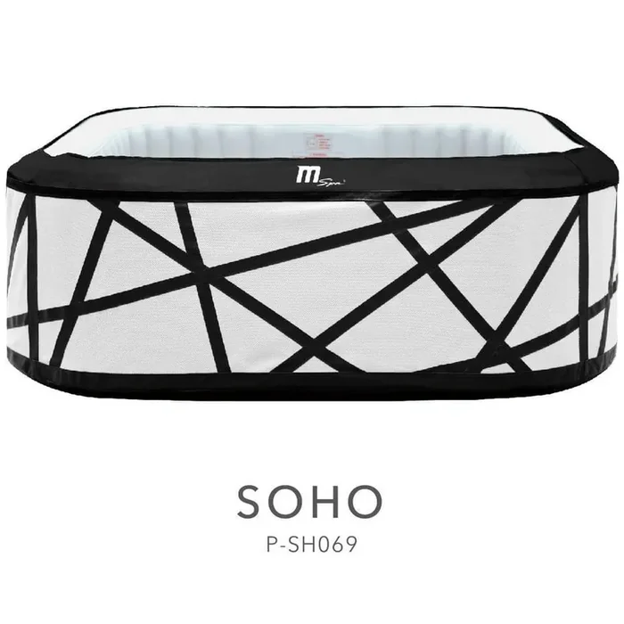 Premium Series SOHO 6-Person 132 Air Bubble Massage Inflatable SQUARE Hot Tub Integrated ONE Unit Child Safety Lock