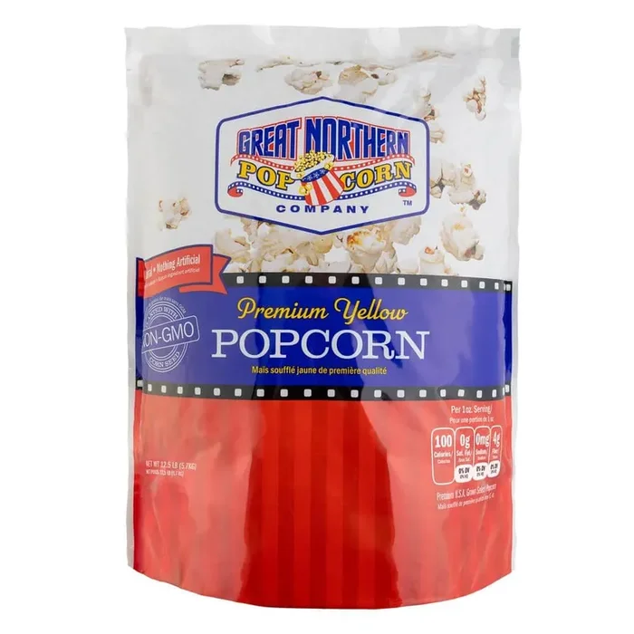 Premium Yellow Popcorn Kernels -12.5 lbs. Resealable Bag for Microwave, Stovetop, and Machines