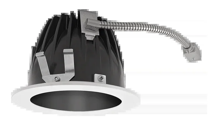 RAB LED Trim MOD 6 Inch Round 50 Degree 3000K 90 CRI Black Cone White Ring (NDLED6RD-50YHC-B-W)