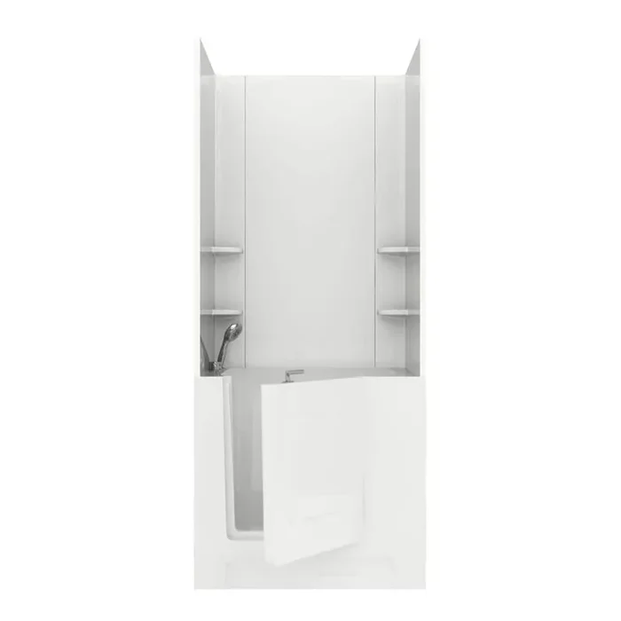 Rampart Nova Heated 3.3 ft. Walk-in Air Bathtub with Easy Up Adhesive Wall Surround in White