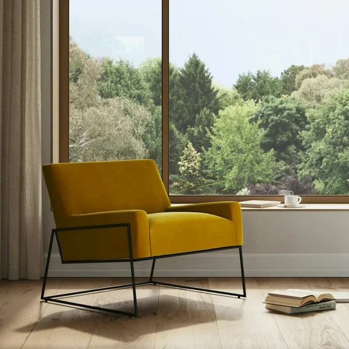 Regis 33″ Velvet Lounge Chair – Yarrow Gold