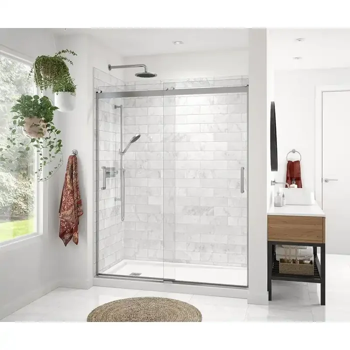 Revelation Round 56-59 in. x 70 ½-73 in. 6 mm Bypass Shower Door for Alcove Installation with Clear Glass in Chrome