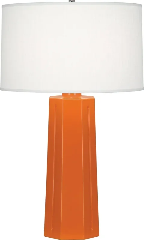 Robert Abbey – 963 – One Light Table Lamp – Mason – Pumpkin Glazed Ceramic – 963