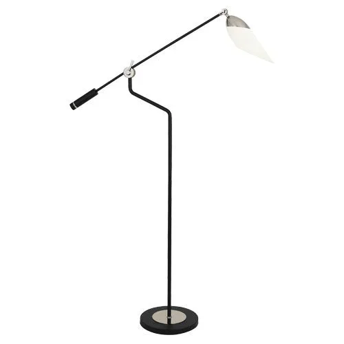 Robert Abbey – S1211 – One Light Floor Lamp – Ferdinand – Matte Black Painted w/ Polished Nickel – S1211