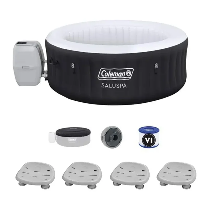SaluSpa 4-Person 60-Jet Round Inflatable Hot Tub with Pool/Spa Seat (4-Pack)
