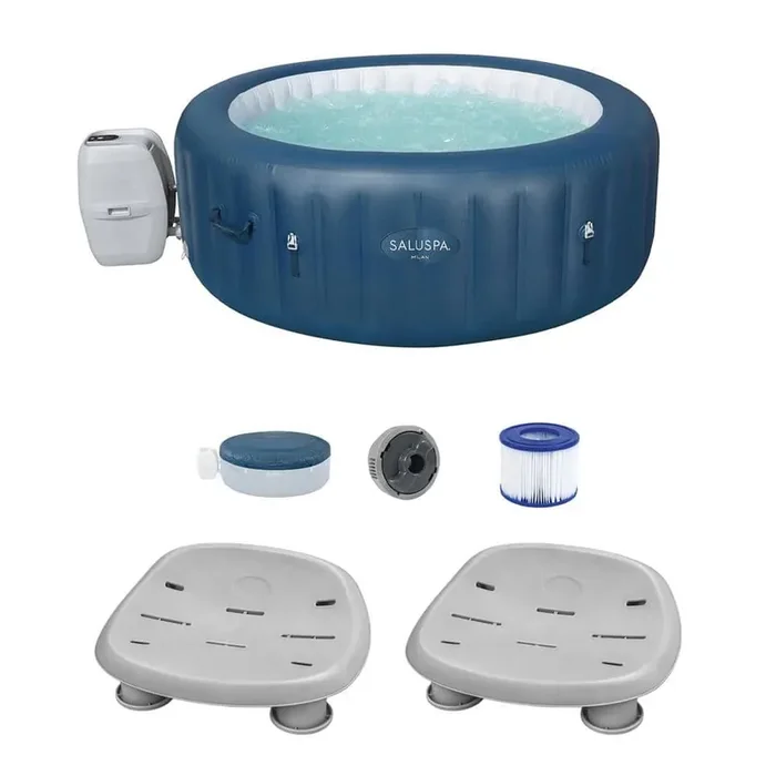SaluSpa Milan 6-Person 140-Jet Inflatable Hot Tub with Spa Seat (2-Pack)