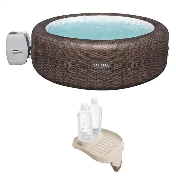 SaluSpa St Moritz 7-Person Hot Tub and PureSpa Cup Holder with Refreshment Tray