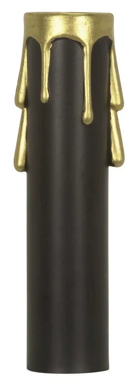 SATCO/NUVO Plastic Drip Candle Cover Black Plastic With Gold Drip 13/16 Inch Inside Diameter 7/8 Inch Outside Diameter 4 Inch Height (90-374)