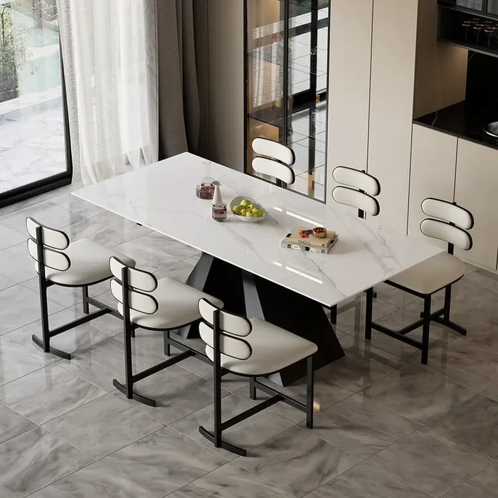 Set of 6 Modern Dining Chairs with Faux Leather Upholstery White