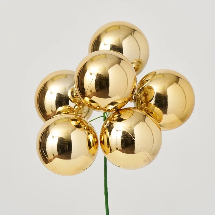Shiny Gold VP Ball Ornament Holiday Pick – 9″