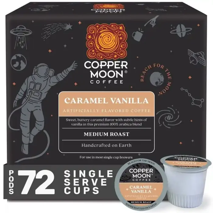 Single Serve Coffee Pods for Keurig K-Cup Brewers, Caramel Vanilla Blend, Medium Roast (72-Pack)