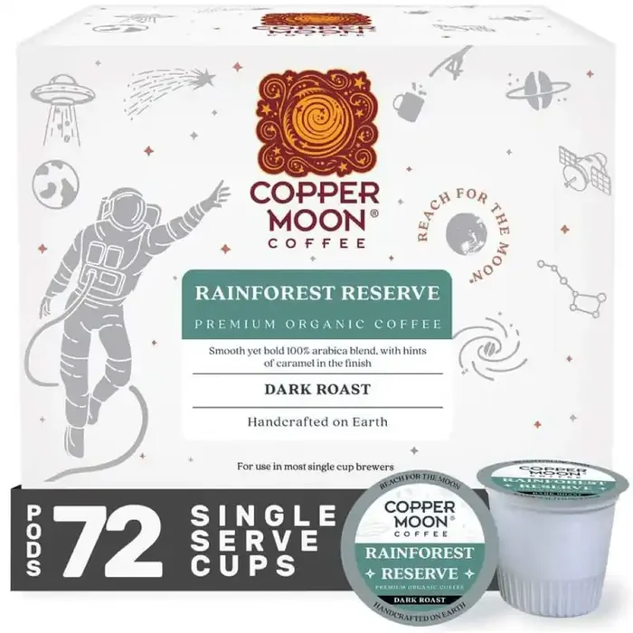 Single Serve Coffee Pods for Keurig K-Cup Brewers, Rainforest Reserve Organic Blend, Dark Roast (72-Pack)