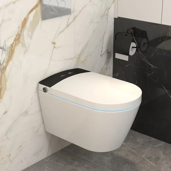 Smart Toilet Automatic Elongated Wall-Mounted 1.32 GPF | homary