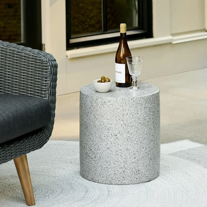 Solina Outdoor Stool – Gray Terrazzo