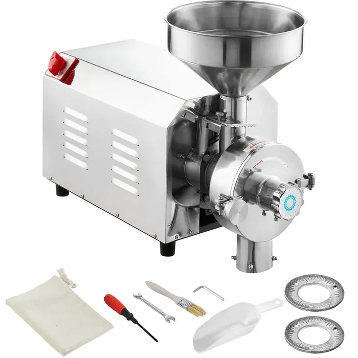 Soybean Grinder Commercial Grinding Machine for Spices 3000W Corn Mill Grinder 100 KG/H Stainless Steel Corn Grinder