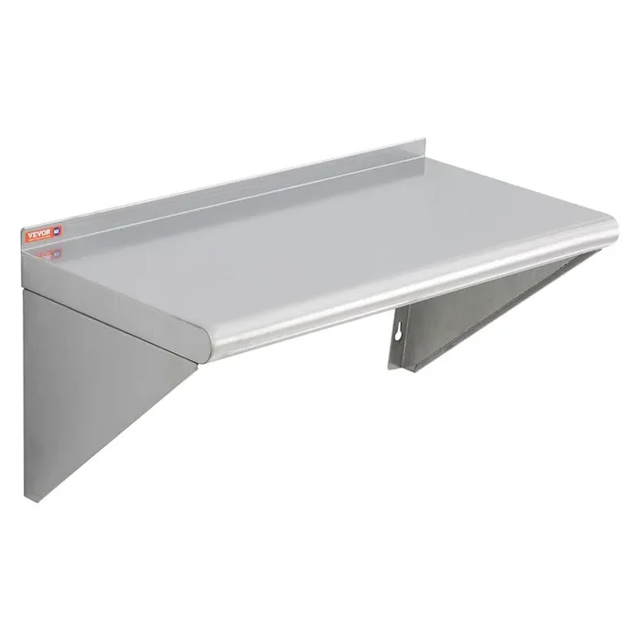 Stainless Steel Shelf 12 in. x 24 in. Wall Mounted Floating Shelving w/ Brackets 230 lbs. Commercial Shelve, Silver