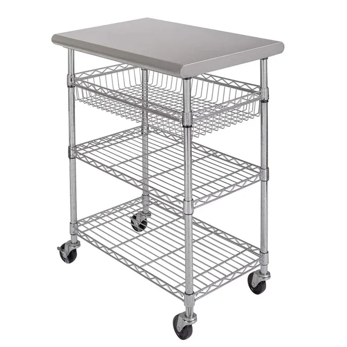 Stainless Steel Top NSF certified Rolling Kitchen Utility Worktable Cart (30 in. W x 20 in. D x 36 in. H)