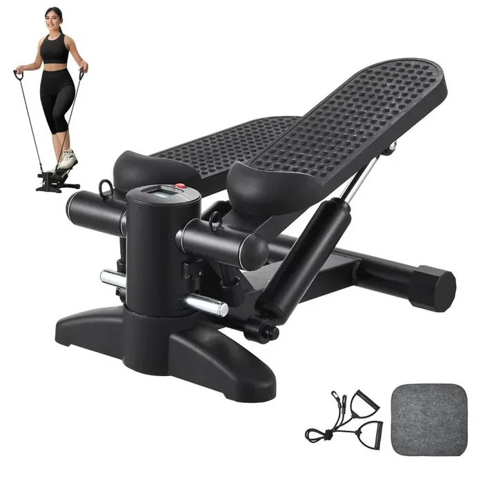 Stair Stepper, Full Body Equipment, Mini Stepper for Exercise at Home, Hydraulic Fitness Stepper with Resistance Bands