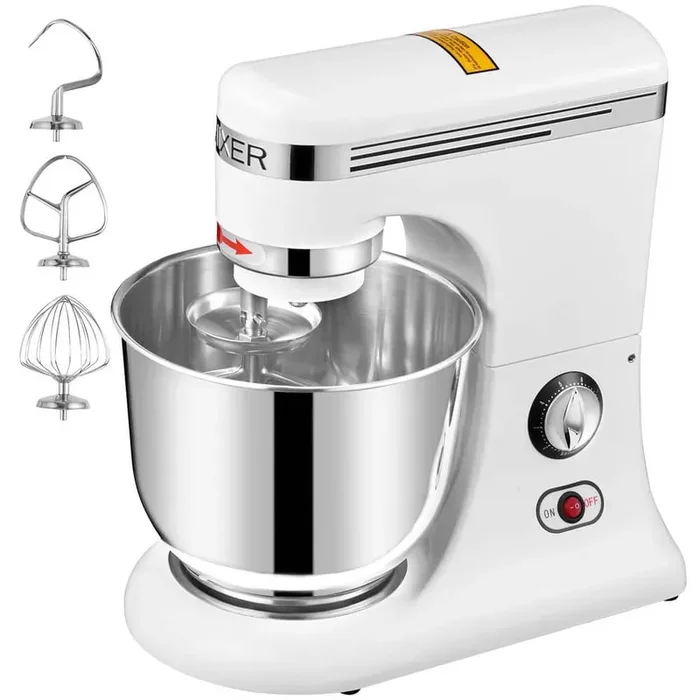 Stand Mixer, 600 W Electric Dough Mixer with 11 Speeds, Tilt-Head Food Mixer with 7.4 Qt Stainless Steel Bowl White