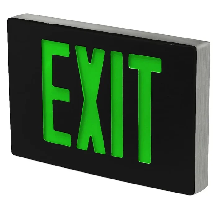 Standard-BL Die-Cast Aluminum Exit Sign Double Face Green Letters Aluminum Housing Black Face Panel AC Only No Self-Diagnostics Dual Circuit With 120V Input No (KXTEU2GAB2C-120-USA)