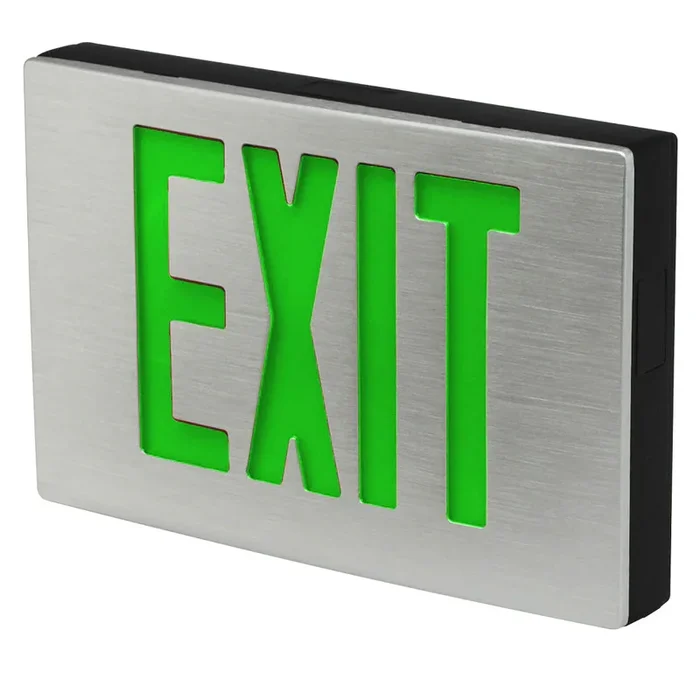 Standard-BL Die-Cast Aluminum Exit Sign Double Face Green Letters Black Housing Aluminum Face Panel AC Only No Self-Diagnostics Dual Circuit With 120V Input (KXTEU2GBA2C-120-TP)
